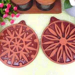 Salvamanteles de mandala de terracota vintage de los años 70: decoración de cocina bohemia
