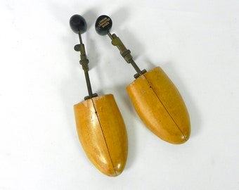 Antique Wood & Iron Shoe Trees | London Character Shoe Forms | Wooden Shoe Stretchers