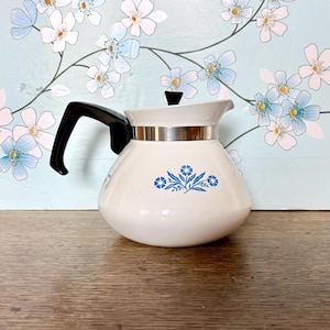 Vintage Cornflower Blue 6-Cup Coffee Pot | Mid-Century Corning Ware 1960s