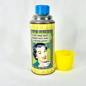Mid-Century Coffee Thermos | Scandinavian Design Novelty Hot & Cold Beverage Container | Retro Housewares