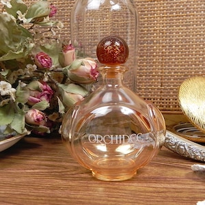 Vintage Perfume Bottle by Orchidee | Yves Rocher Amber Glass Eau de Cologne Bottle with Lid | Vintage Vanity