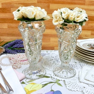 Art Deco Pressed Glass Vases | Antique Flower or Bud Vases | 1930s Home Decor