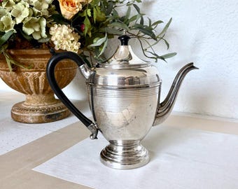 Art Deco Coffee Pot Silver Plate | Antique Bakelite Handle | Elegant 1930s Coffee Service