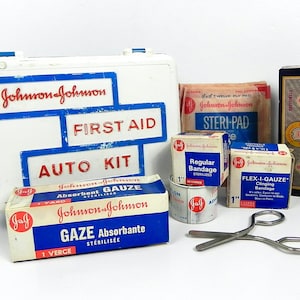 First Aid Auto Kit | Johnson & Johnson Vintage Car Kit | Vintage Medical Supplies