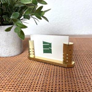 Tarjetero de latón / Accesorio de escritorio retro para negocios / Estilo años 80