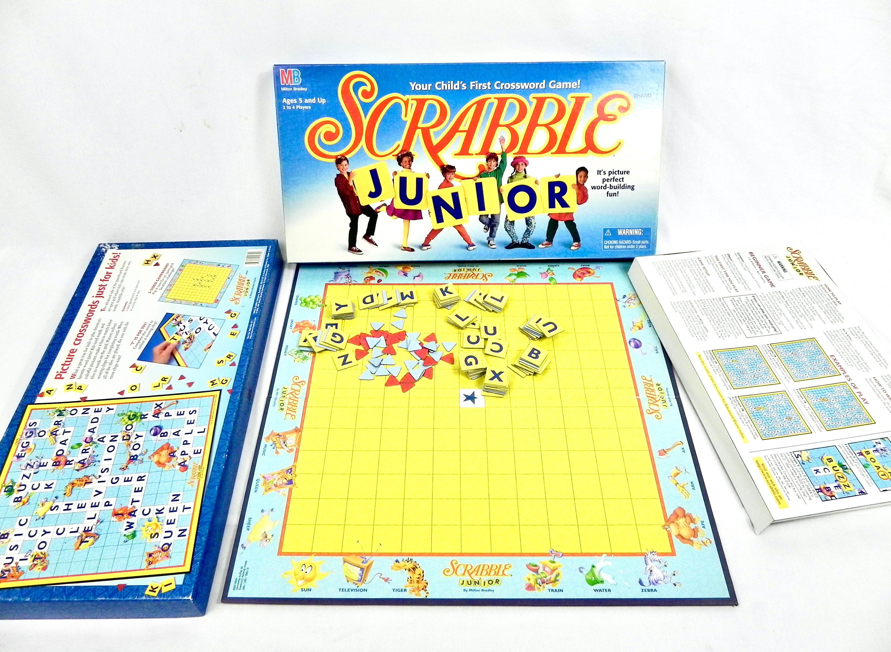 2-sided Junior Scrabble 1990s | Vintage Milton Bradley Board Game