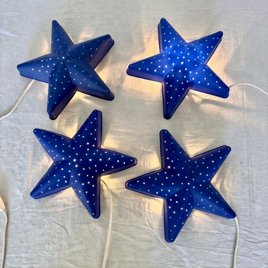 Vintage IKEA Smila Mini Stjäma Sterne Lichterkette | Blau Wandleuchten | Schwedisches Kinder Dekor