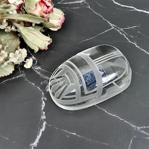 Vintage Nancy Lopez Carved Glass Paperweight - Made in Japan