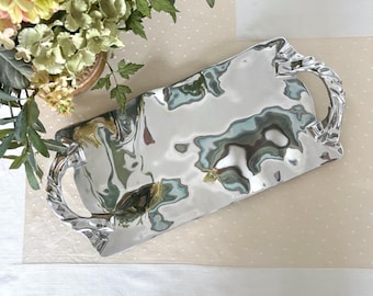 Beatriz Ball Vento Sasha Rectangular Tray with Handles – Sculptural Aluminum Serveware