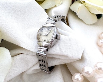 Longines 1940’s 10K White Gold Filled Vintage Women’s Watch With Mesh band Vintage Longines Ellipse Ref. 3066, 10K White Gold-Filled  main image 4