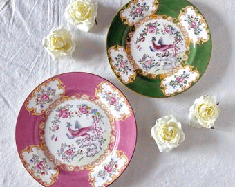 Rare Minton Cockatrice Plates | Pink and Green, Collectible China