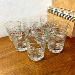Crinkle Textured Glasses | Vintage Glassware Low Balls | Retro Barware