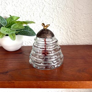 Beehive Honey Pot | Michael Aram Glass and Distressed Metal Gold Bee Honey Jar | Vintage Home Holiday Decor