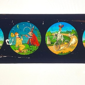 Antique Magic Lantern Slides | Victorian Projection Toys | 19th Century Education Cartoons Illustrations