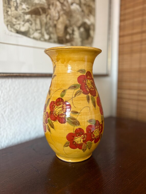 アンティーク　フランス　陶器　花器　南仏　花柄　黄色　ブロカント　SOLD アンティーク フランス 陶器 花器 南仏 花柄 黄色 ブロカント