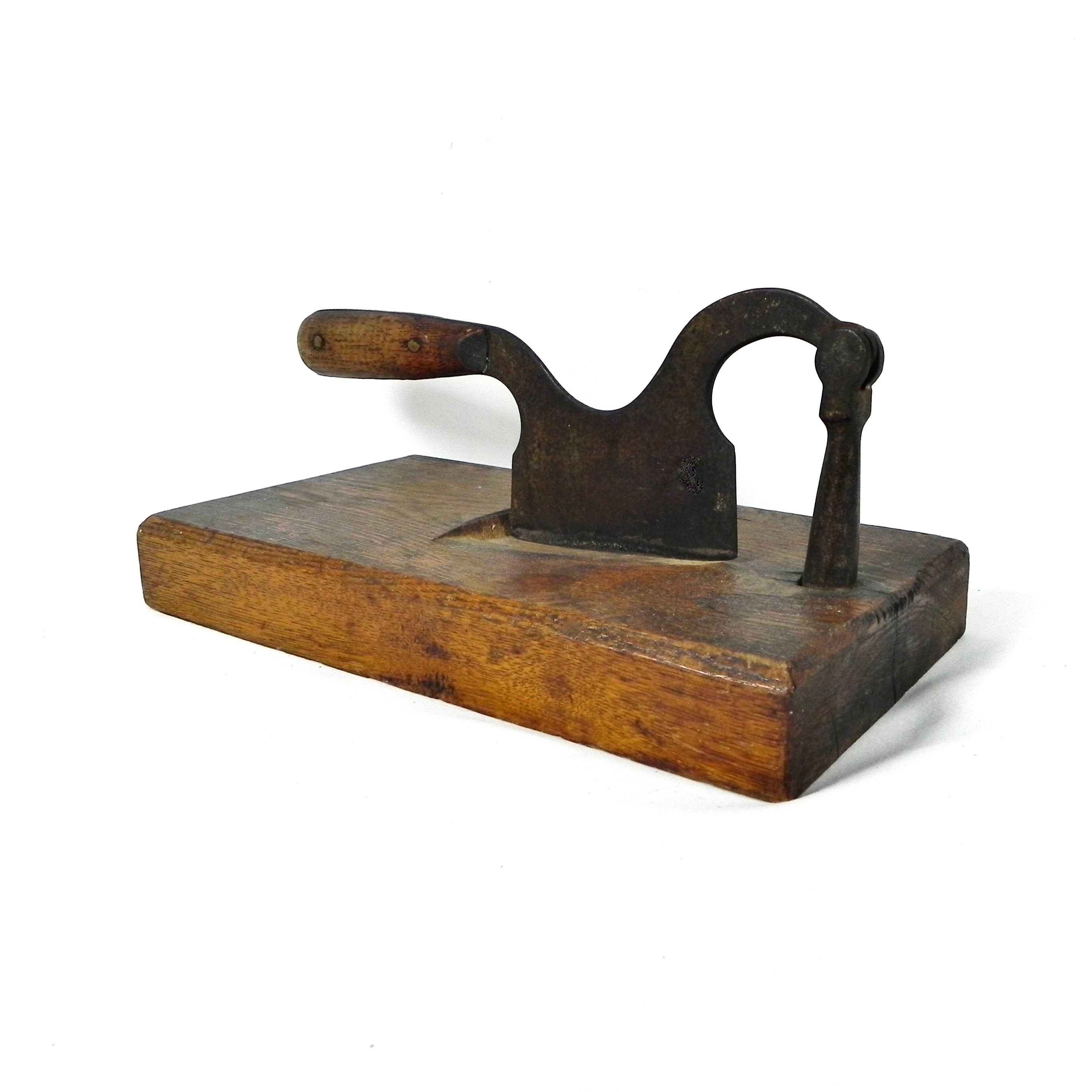 Antique Tobacco Cutter Tool | Industrial Farmhouse Decor | Iron & Wood  Handle | Maple Walnut Block
