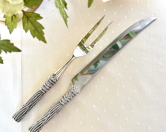 SILEA イタリア製 ナイフレスト 2個セット 銀プレート ヴィンテージ 美品 Vintage Silea Silverplate Tassel Design Serving Utensils, Vintage