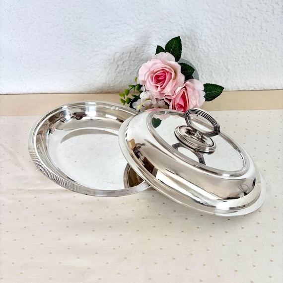 Art Deco Silver-plate Covered Serving Dish by Harrison Brothers