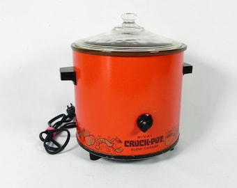 Orange Crock Pot by Rival 3.5 Quarts | Vintage Kitchen Slow Cooker Appliance | Retro 60s Kitchen | TESTED & WORKING