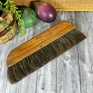 Cepillo de dibujo de cerdas naturales antiguas / Herramienta vintage con mango de madera / Decoración rústica de campo