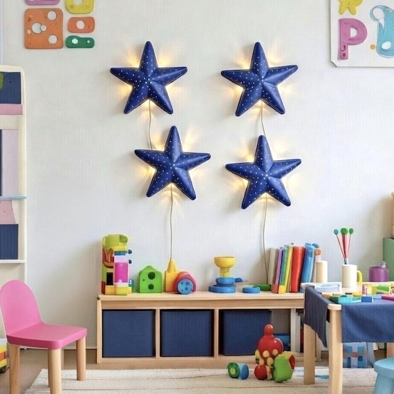 Vintage IKEA Smila Mini Stjäma Sterne Lichterkette | Blau Wandleuchten | Schwedisches Kinder Dekor