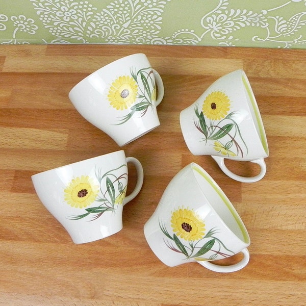 Susie Cooper Marigold Tea Cup | Replacement Cups Mid-Century Kitchenware | Yellow & White Susie Cooper
