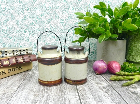 Country Salt Pepper Shakers Collectable Dairy Salt Pepper Shaker Set Milk Jug Ceramic Shakers Etsy Ireland