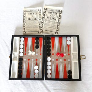 Backgammon Game in Leather Case COMPLETE | Portable Magnetic Vintage Strategy Board Game |