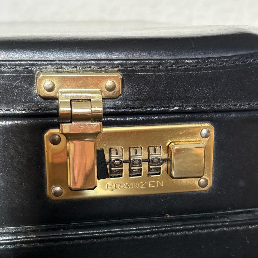 Vintage Franzen Black Leather Briefcase | Brass 3-number