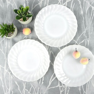 Shell Milk White Side Plate (Scalloped Edge) by Anchor Hocking | FireKing Swirl Milk Glass Replacement Side Plate | Made in USA
