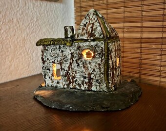 Haunted House Lantern Sculpture | Halloween Candle Holder