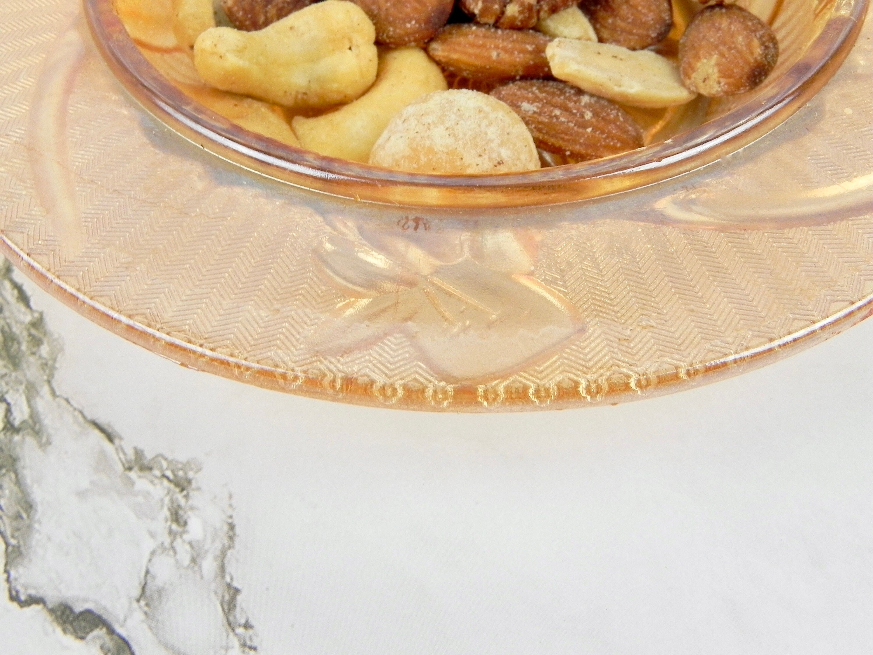 Peach Carnival Glass Candy Dish Pressed Glass Trinket Bowl Etsy