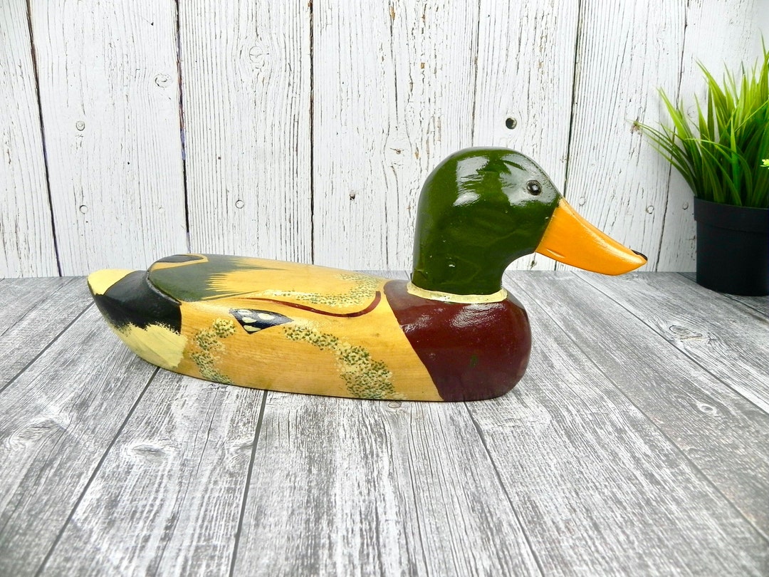 Hand Painted Rustic Duck Decoy | Handcrafted Artisan Merganser Duck ...