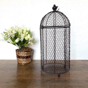 Cage à oiseaux vintage en fil de fer | Bricolage rustique à suspendre | Décoration shabby chic country core