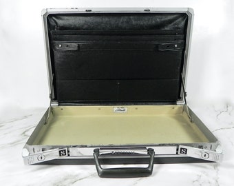 Samsonite Hard Briefcase | Black Vintage Office Attaché Case | Mid-century Style