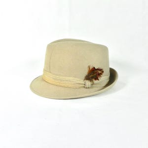 Vintage Trilby Fedora by Tonak | NEVER WORN! | Beige Felt Mens Hat Size 56 | Made in Czechoslovakia