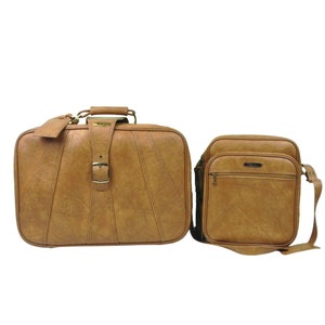 Jetliner Luggage Matching Set | Vintage Carry-On Vinyl Suitcase | 80s Travel Bags