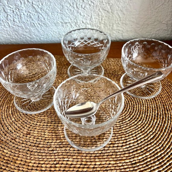 Vintage Kristall Dessert Desserts | Geschliffenen Sockel Eiscreme Schüsseln