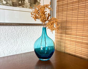 ヴィンテージ ミッドセンチュリー ターコイズ～コバルト ソメルソガラス バド花瓶 – ムラーノスタイル