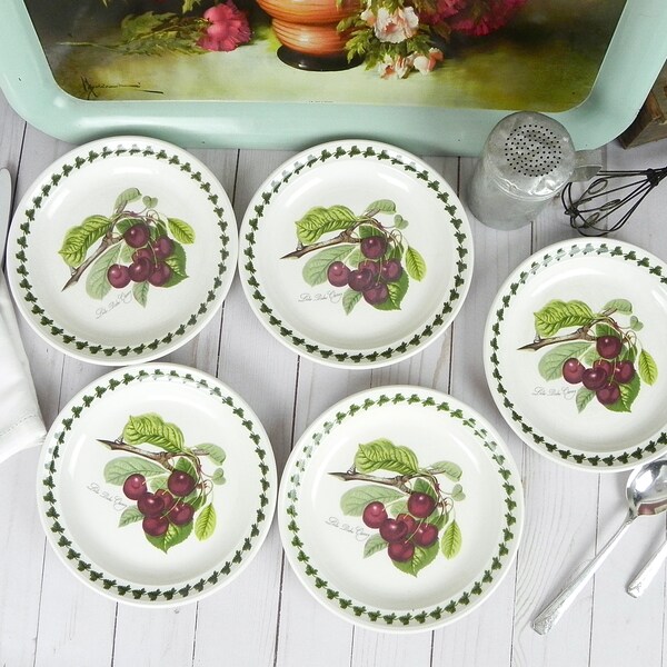 Juego De Platos Pomona Portmeirion - 18 Piezas, Diseño Con Frutas, Gres Blanco, Apto Para Lavavajillas Y Microondas