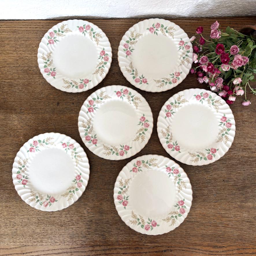 ▼JOHNSON BROTHERS　ローズチンツ　プレート　5枚セット　箱付き Johnson Brothers Snowhite Regency Dinner Plates Cottage Roses