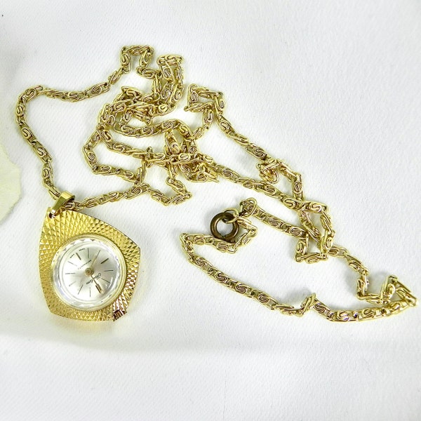 Vintage Hawthorne Damenuhr | Gold 70er Halskette Time Piece | Swiss Made | Nachlass Schmuck