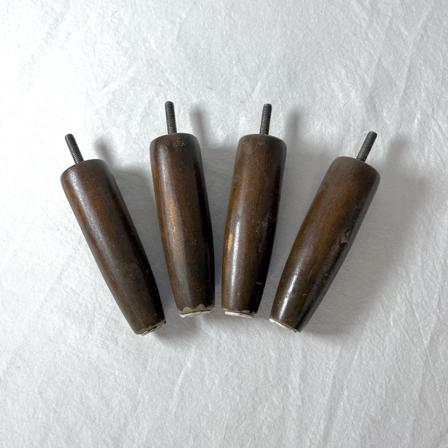 Teak Style Tapered Furniture Legs | DIY Sofa Dresser Refurbishing Project | Set of 4 Solid Wood Legs | Mid-Century Furniture
