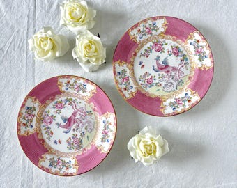 Minton Rare Pink Cockatrice Side Plates and Bread & Butter Plates | Pink English Bone China | Pristine Condition | Highly Collectible
