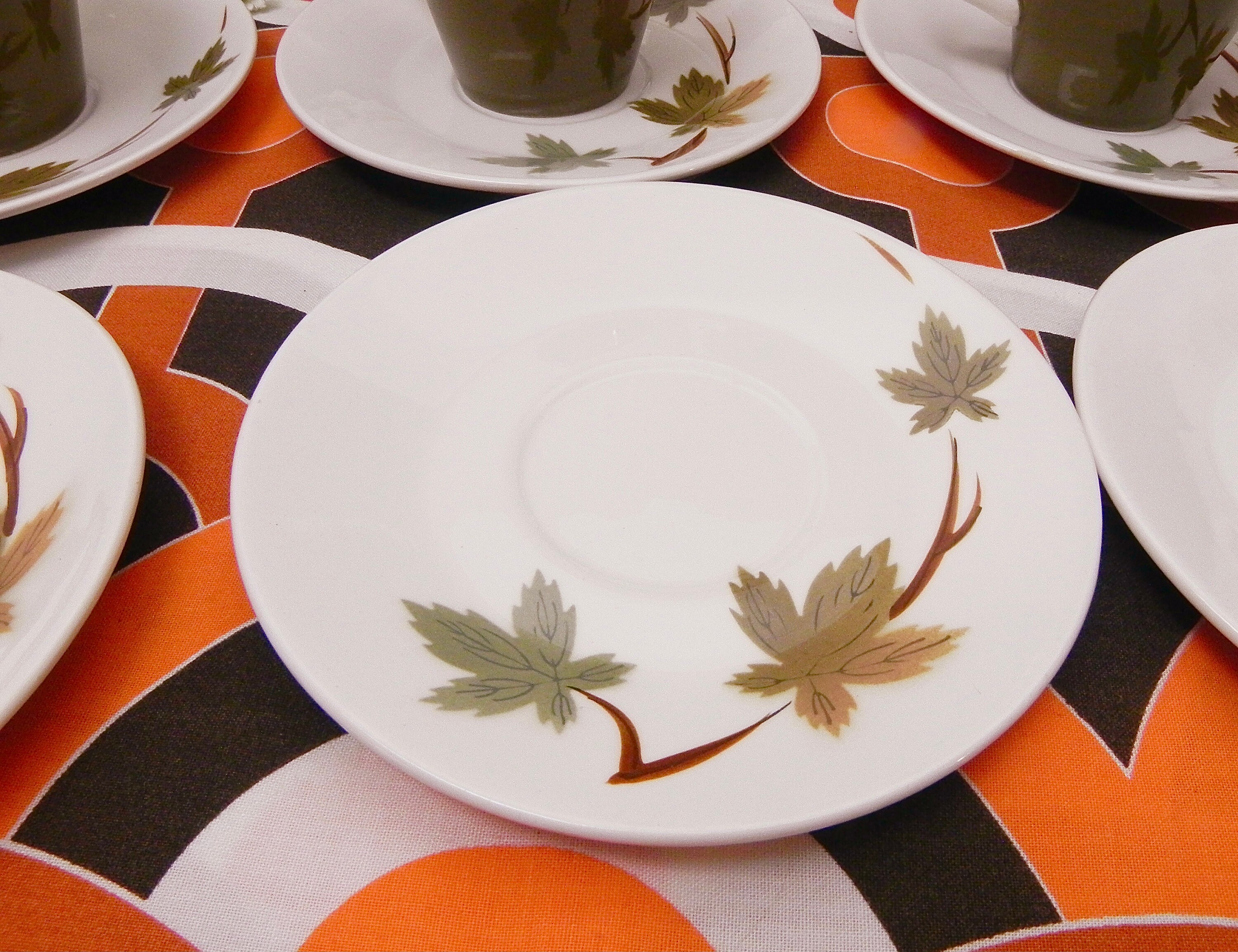 Noritake Primastone Bronze Cup & Saucer With Autumn Leaves | Mid