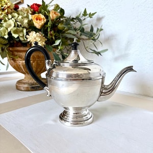 Art Deco Teapot Silver Plate | Antique Bakelite Handle | Elegant 1930s Tea Pot
