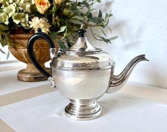 Tetera Art Déco plateada / Mango de baquelita antiguo / Elegante tetera de los años 30