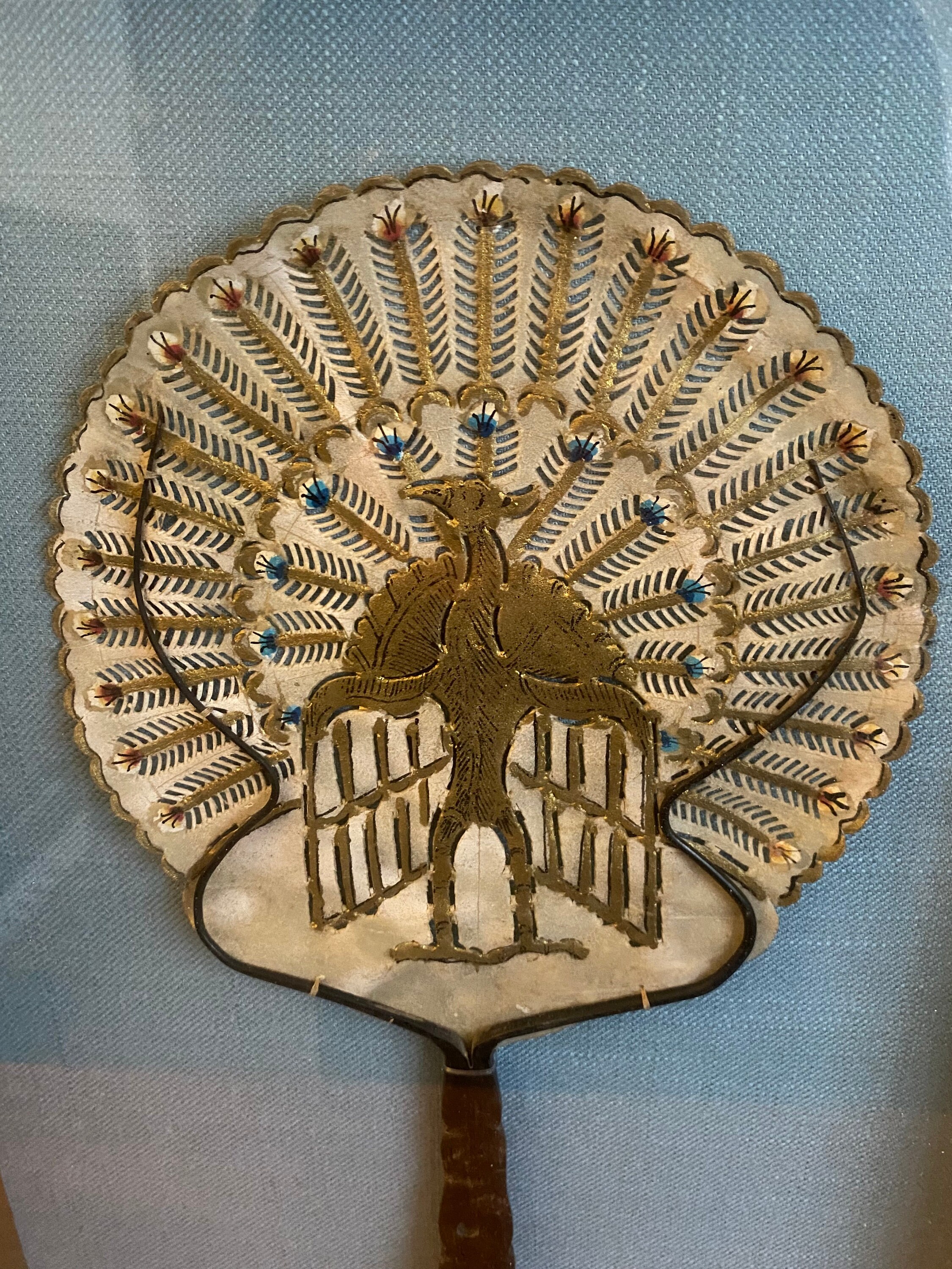 Antique Indonesian Java Fan With Gold | Carved Water Buffalo Horn ...