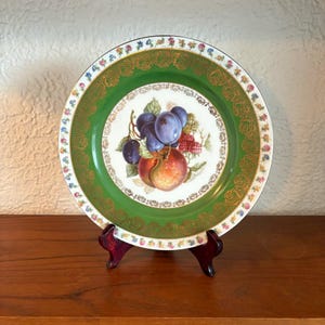Bayrische Gold Obst-Teller | Dekorativer Sammelteller mit Blumenzierden CICO Mid-Century Germany Porzellan