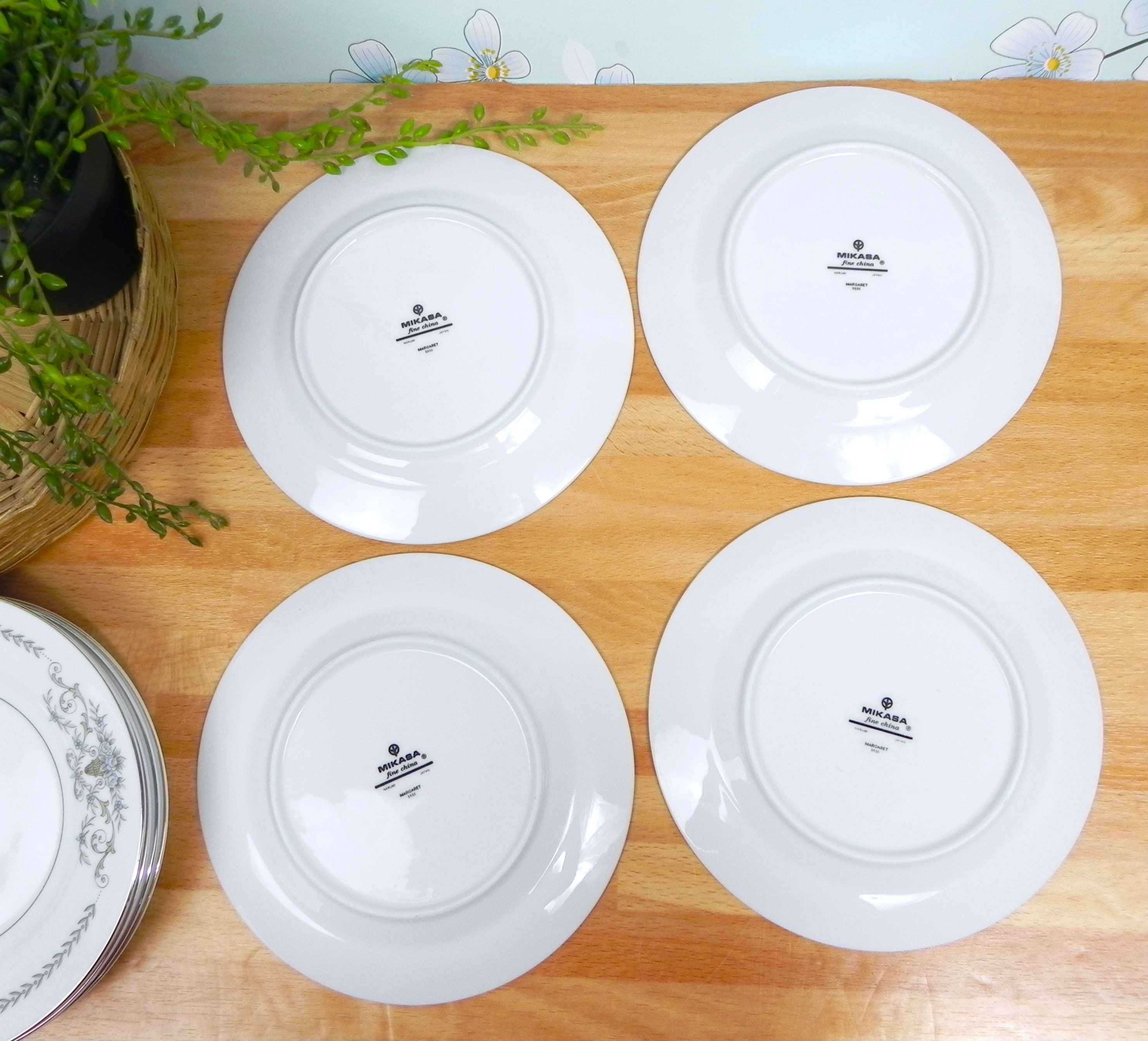 Vintage Mikasa Margaret Salad Plate: Platinum Trim Floral Urn